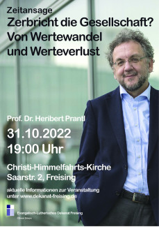 Plakat Zeitansage 2022: Ankündigung Prof. Heribert Prantl